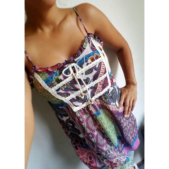 Lily White Tops - FINAL SALE Lilly White long boho tank 💚💜